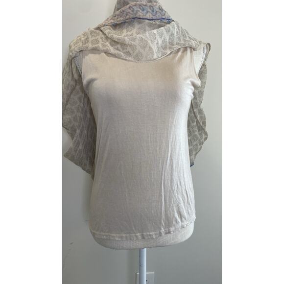 Angela 100% Silk Made In Italy Sleeveless Sheer Asymmetric Cold Shoulder Blouse - Picture 7 of 10